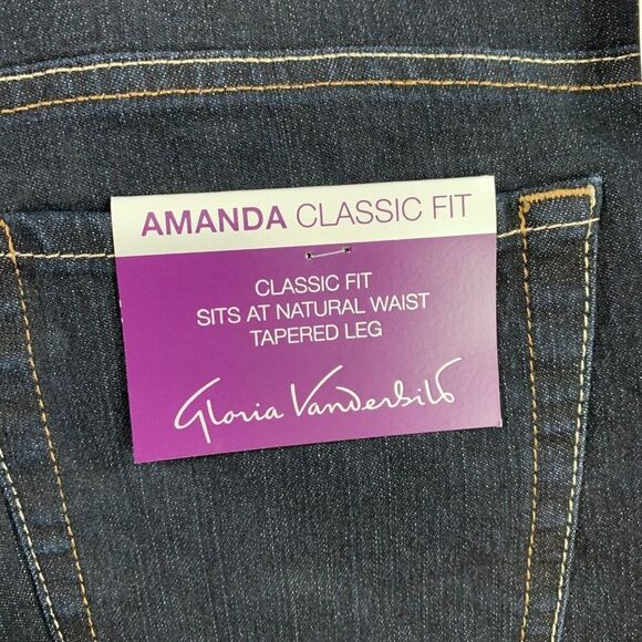Gloria Vanderbilt Jeans 24W S Amanda Classic Fit Dark Wash Inseam 28" New NWT - Picture 7 of 11